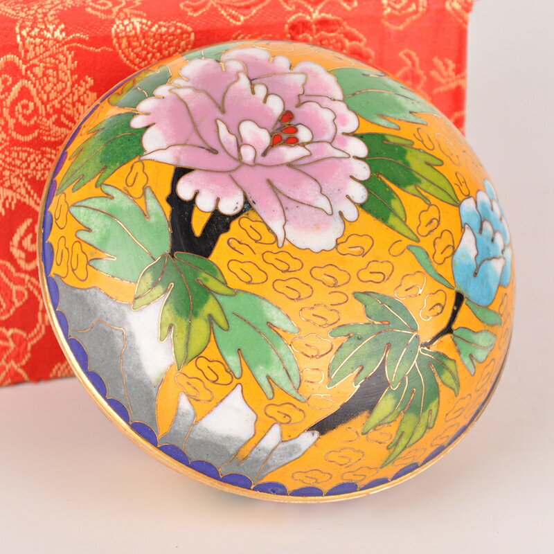 景泰藍富貴粉盒 儲物首飾盒 銅胎純手工掐絲琺瑯 北京非遺 JE82