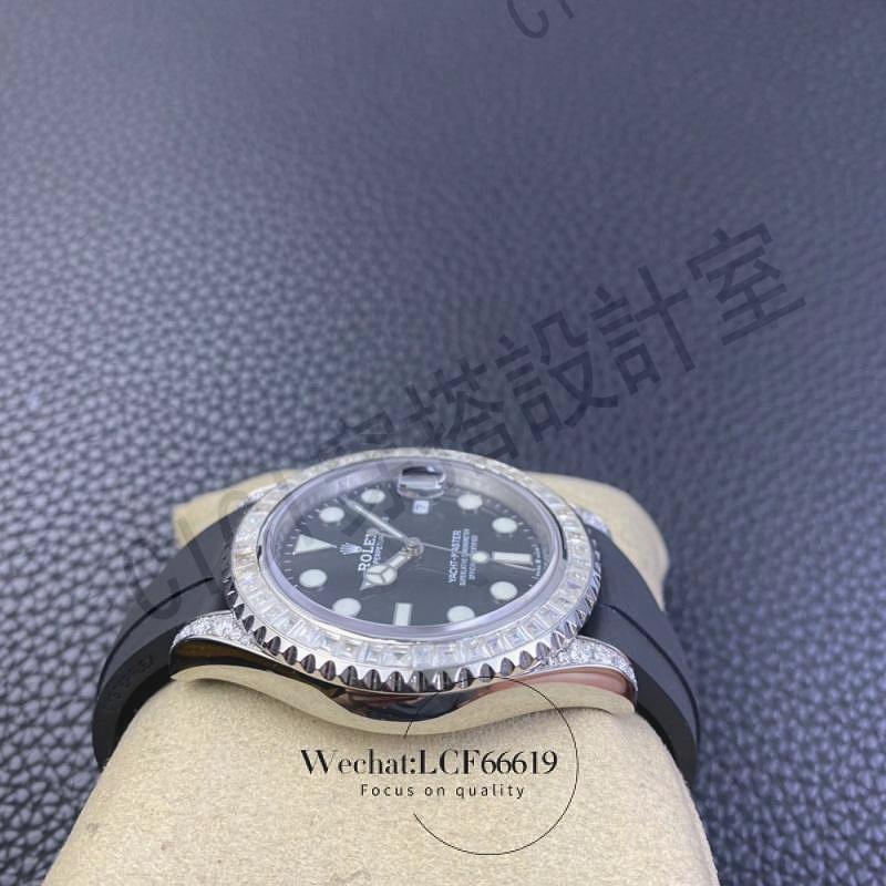 精緻時尚，商務休閒男士鑽石外圈黑色錶盤日期顯示自動機械手錶，高級豪華男士橡膠錶帶腕錶【亞德機械五金家居】 4