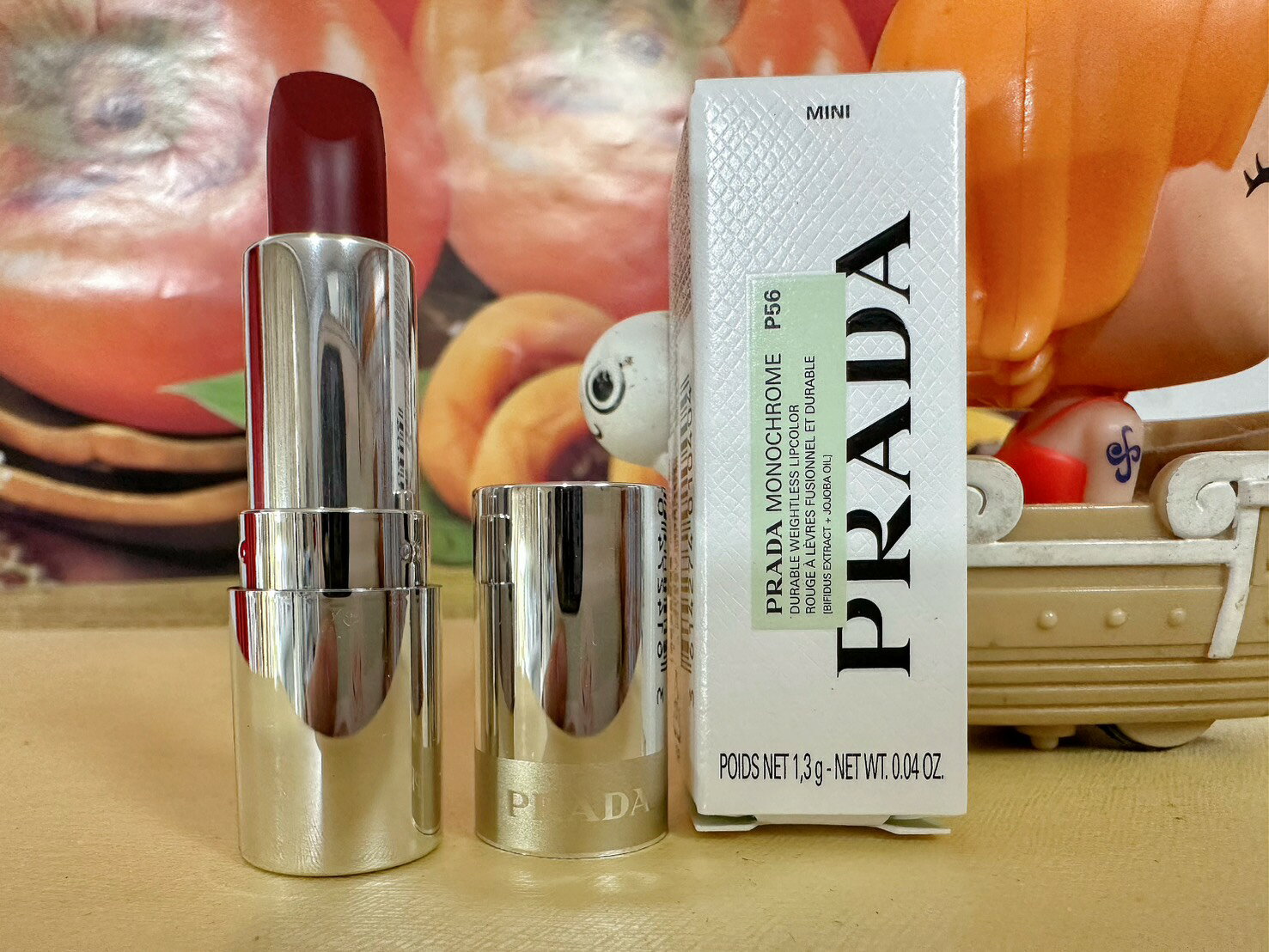 Prada 革紋極霧唇膏精巧版1.3g 色號：P56（Notte 午夜粉) 百貨公司專櫃貨 旅行用（2027）