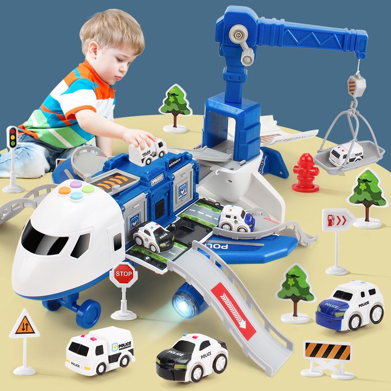 大飛機兒童玩具軌道男孩寶寶益智變形小汽車模型生日6禮物2三3歲4