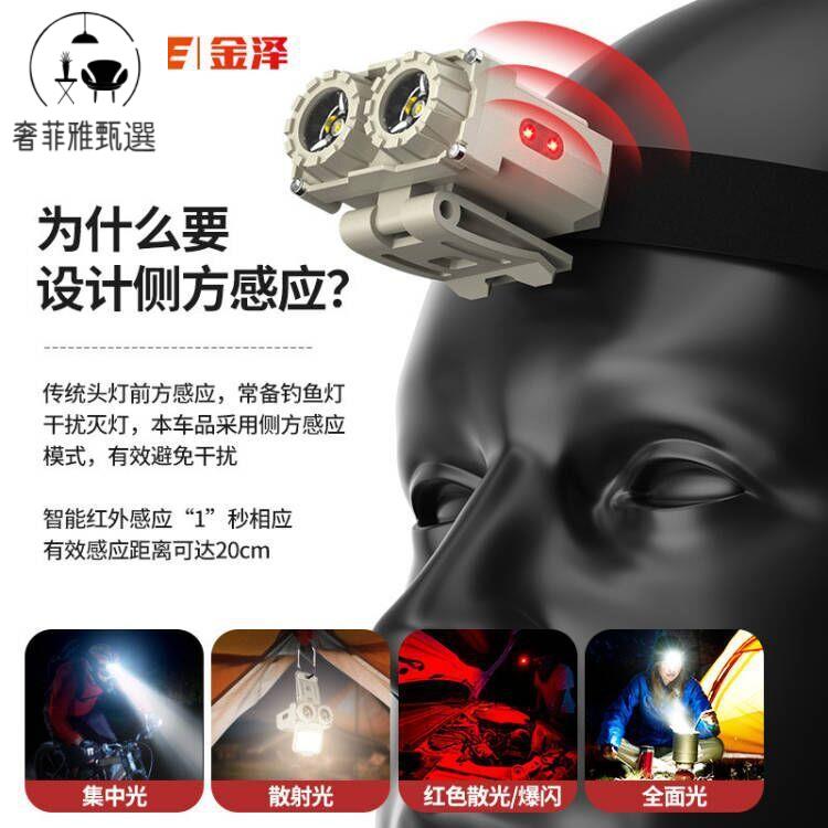 12h出貨 公司貨 附發票 戶外夜釣強光頭燈感應超亮充電釣魚專用超長續航帽夾燈照明手電筒