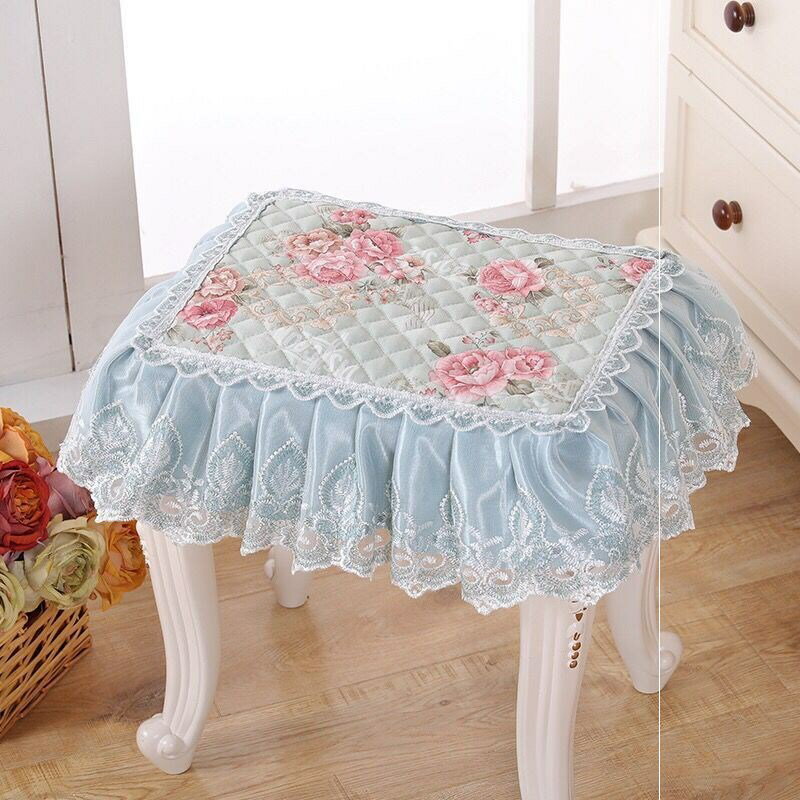 。方形凳子套罩正方形凳子坐墊防滑歐式長凳子罩化妝臺凳套蕾絲花