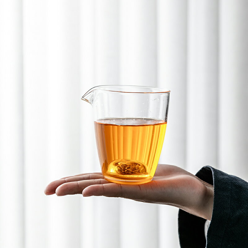 加厚玻璃公道杯藏金透明茶海公杯功夫茶具泡茶分茶器耐熱倒茶器