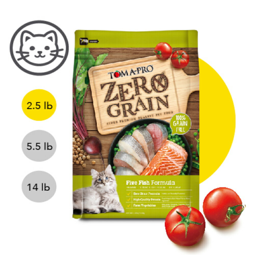 【富樂屋】TOMA-PRO 優格-零穀系列-0%零穀5種魚全年齡貓用(化毛配方)(貓飼料) 2.5 / 5.5 磅