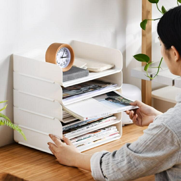桌面多層檔案架資料收納盒辦公用品收納書架分層資料學生收納架