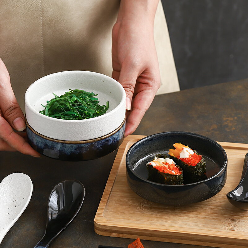 日式缽體碗創意陶瓷碗簡約深碗小湯碗沙拉碗家用錐形高腳碗沙拉盤 廚房小物