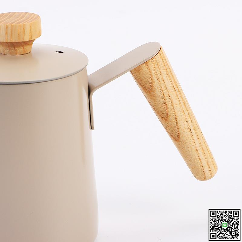 家用不銹鋼咖啡手沖壺西式細口長嘴木柄帶蓋奶茶壺掛耳滴漏泡茶壺-UM.有米家居