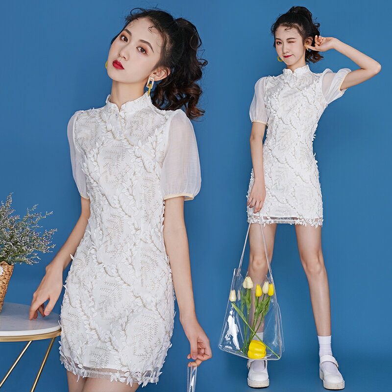 新款蝕骨旗袍年輕款中國風少女復古日常現代刺繡改良版連衣裙