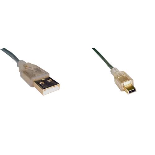 i-wiz USB 2.0 A公-迷你5PIN 鍍金透明線 3M