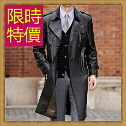 ★風衣外套真皮皮衣-時尚修身保暖長版男大衣2款62x5【義大利進口】【米蘭精品】
