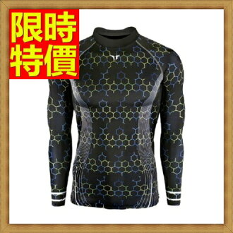 緊身衣 健身重訓(上衣)-蜂巢紋健身長袖男運動服64ag9【獨家進口】【米蘭精品】