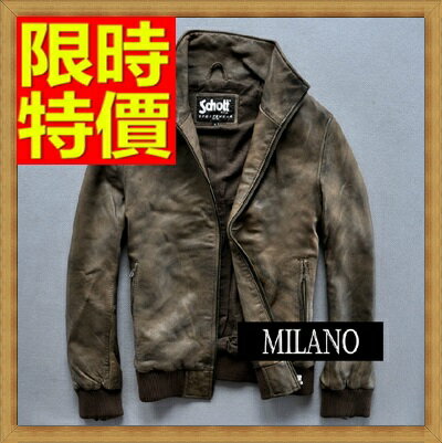 真皮皮衣男外套-羊皮立領做舊男機車夾克64p38【義大利進口】【米蘭精品】
