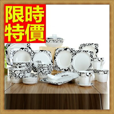陶瓷餐具套組含碗.盤.餐具-韓式碗盤卡通圖案42件骨瓷禮盒組64v32【獨家進口】【米蘭精品】