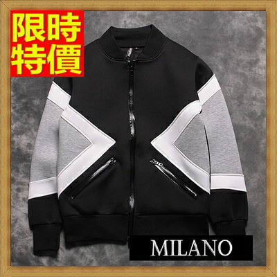 夾克外套太空棉外套-幾何拼接時尚休閒男立領外套65ac23【獨家進口】【米蘭精品】
