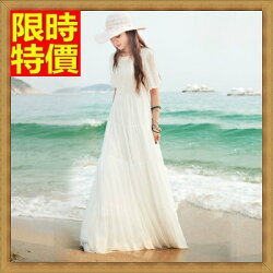 ★長洋裝波西米亞連衣裙-純白優雅公主袖蕾絲雪紡連身裙女裙子65af5【獨家進口】【米蘭精品】