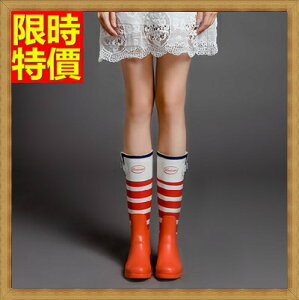 長筒雨靴子雨具-時尚潮流條紋裝飾女雨鞋子2色66ak47【獨家進口】【米蘭精品】