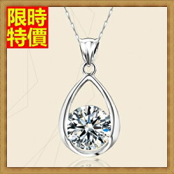 ★水晶項鍊+吊墜女飾品-精緻純銀精美鋯石女鎖骨鏈墜子66h12【獨家進口】【米蘭精品】