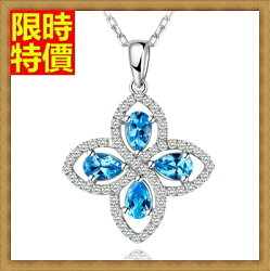 ★水晶項鍊+吊墜女飾品-璀璨閃耀托帕石時尚女鎖骨鏈墜子66h37【獨家進口】【米蘭精品】