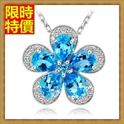 ★水晶項鍊+吊墜女飾品-精美花朵綻放精緻女鎖骨鏈墜子66h38【獨家進口】【米蘭精品】