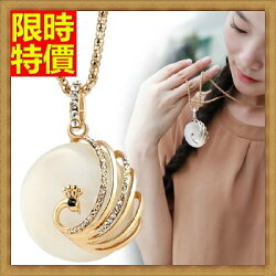 ★水晶項鍊+吊墜女飾品-貓眼石鳳凰起舞時尚女鎖骨鏈墜子66h5【獨家進口】【米蘭精品】