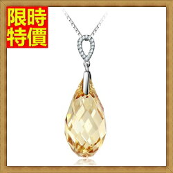 ★水晶項鍊+吊墜女飾品-經典水滴純銀精美女鎖骨鏈墜子66h8【獨家進口】【米蘭精品】