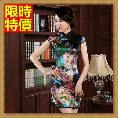 旗袍真絲短禮服-唐裝中國風改良式修身雅緻連身裙68p45【獨家進口】【米蘭精品】