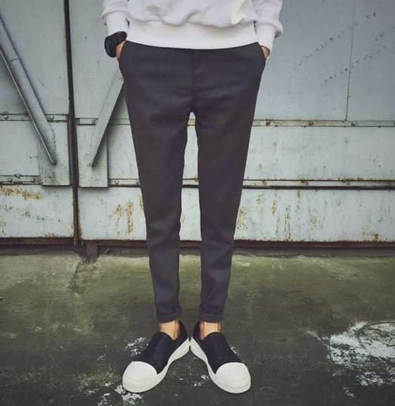韓國灰黑 西裝褲 男  小腳 正式