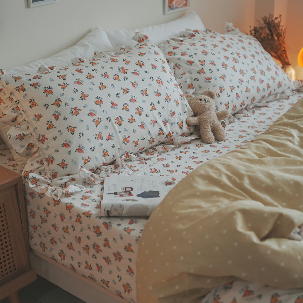精梳棉 床包 被套 兩用被 床組 單人/雙人床包組 [ 薔薇之戀 ] 台灣製造 棉床本舖