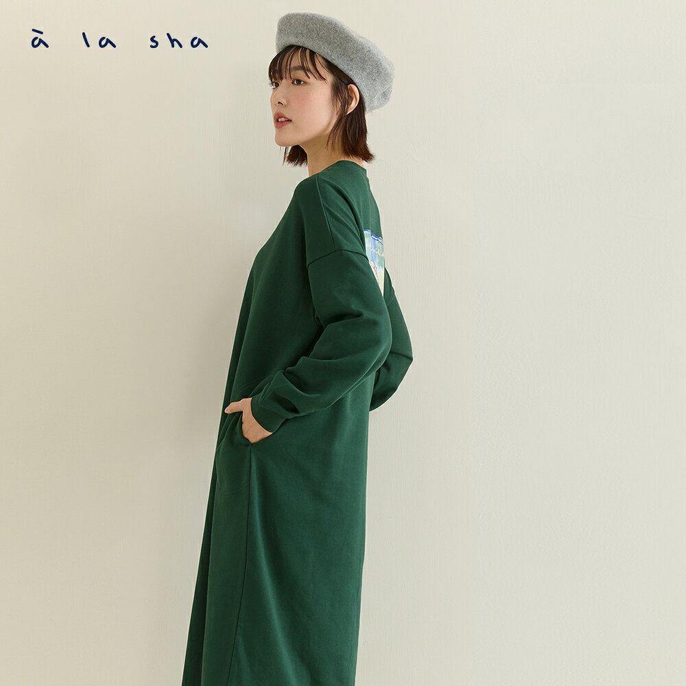 a la sha 阿財插畫印花休閒洋裝