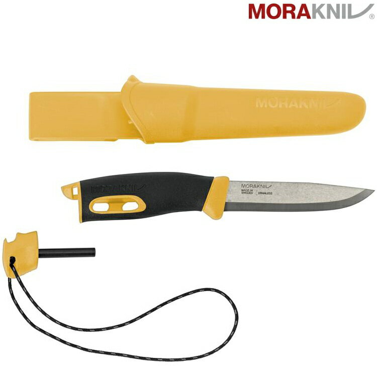 MORAKNIV Companion Spark 不鏽鋼直刀(附打火石)/露營小刀 瑞典製 13573 黃