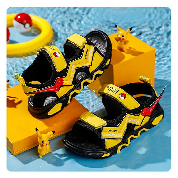 男童涼鞋2021新款中大童韓版夏季沙灘鞋兒童透氣涼鞋帥氣時尚男孩寶寶皮卡丘童鞋