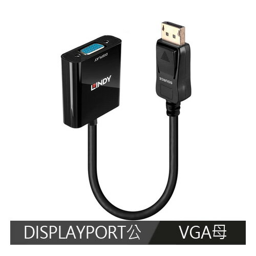 LINDY林帝 主動式 DISPLAYPORT 公 TO VGA 母 轉接器