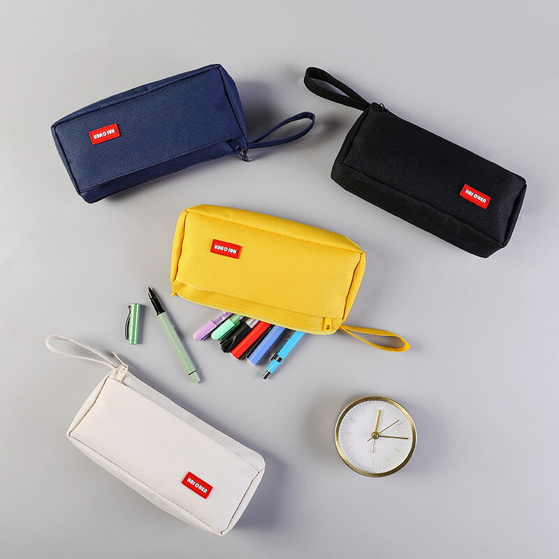 純色方形文具包便攜個性鉛筆袋簡約學生文具袋大容量筆袋