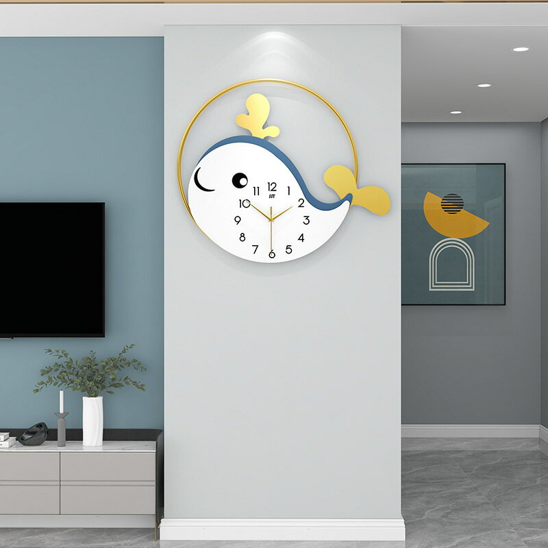 掛鐘客廳簡約時尚個性創意卡通時鐘掛墻家用兒童房靜音裝飾壁鐘表