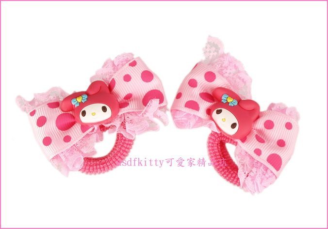 asdfkitty*美樂蒂粉蕾絲彈力髮束/髮圈/彈力髮繩- 2入一組--韓國正版商品