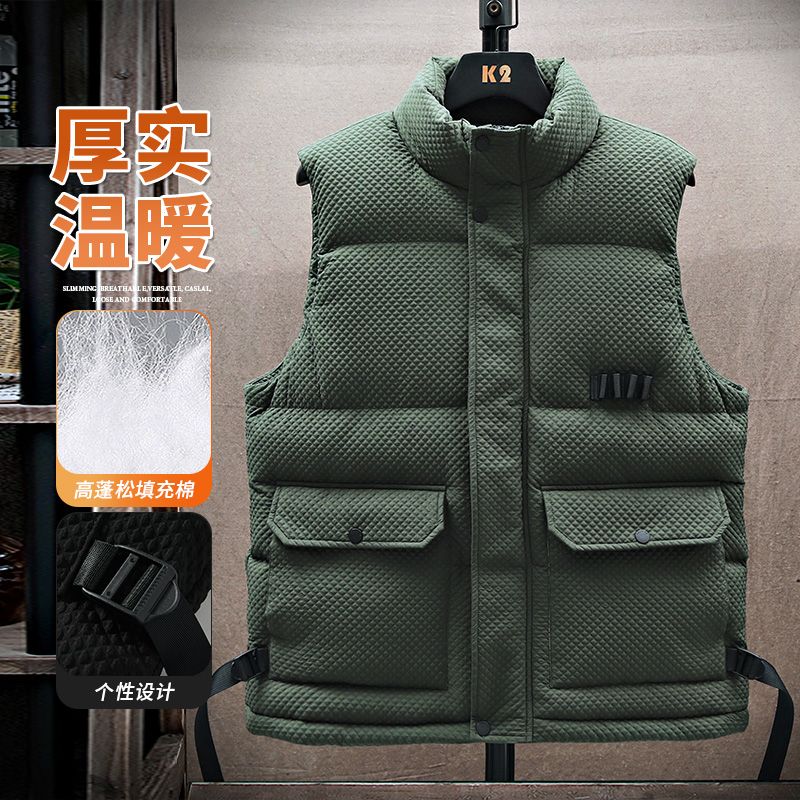 免運 馬甲外套男 羽絨棉馬甲男秋冬季潮流帥氣工裝加厚保暖坎肩男大碼背心馬夾外穿 快速出貨