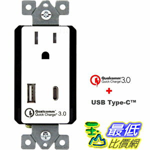 [107美國直購] 插座 TOPGREENER Quick Charge 3.0 USB Wall Charger Outlet 15 Amp Dual Power Receptacle