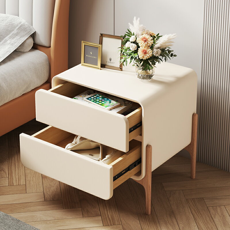 【免運】美雅閣| 奶油風床頭櫃簡約現代小櫃子實木床邊櫃臥室免安裝小型床頭收納櫃