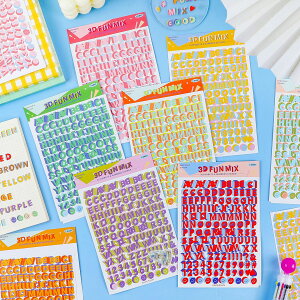創意3D字形系列手賬貼紙英文字母數字可愛小貼畫韓系咕卡diy素材