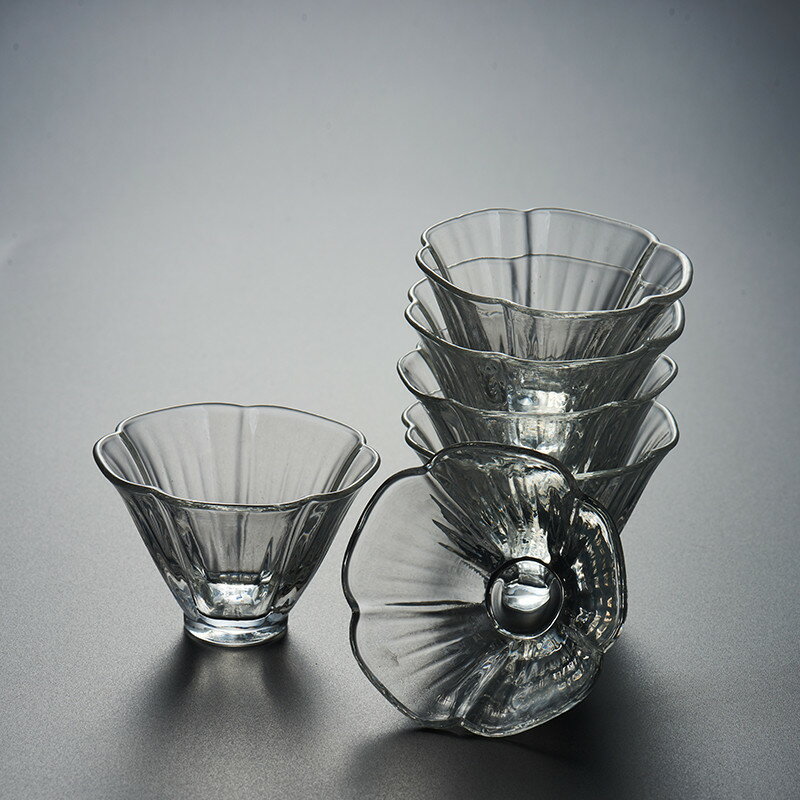 純手工玻璃杯品茗杯茶杯子描金錘紋水杯酒杯日式透明主人功夫單杯