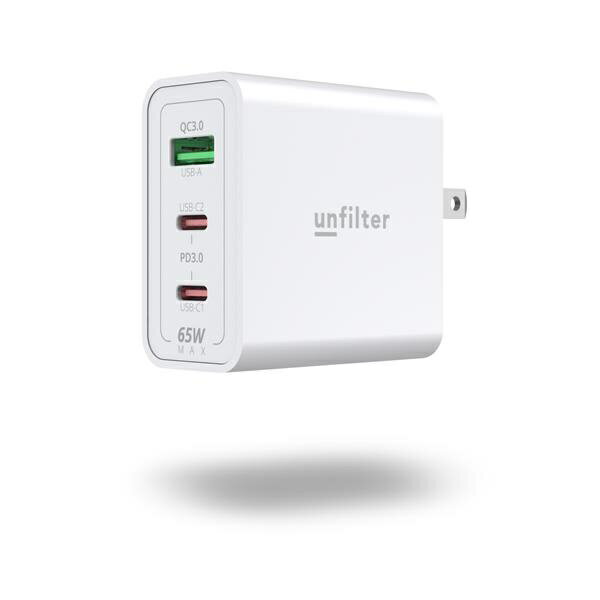 【含稅公司貨】unfilter u_GaNtle 65W 氮化鎵快速充電器 Type-C PD快充頭 適用iPhone