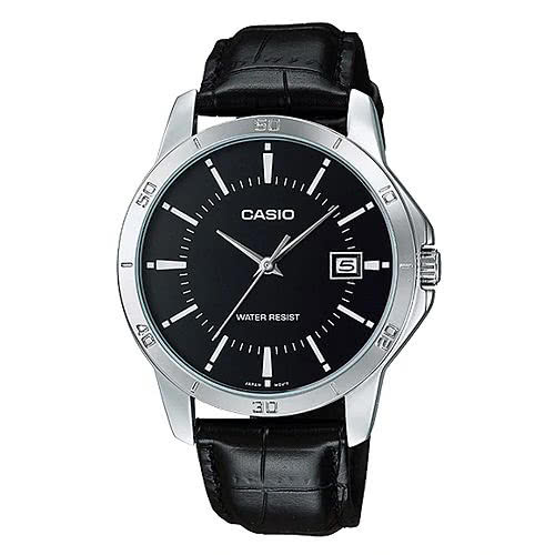 【東洋商行】CASIO 卡西歐 時尚新貴銀框皮革腕錶-羅馬黑面 MTP-V004L-1AUDF 原廠公司貨 附保證卡 保固期一年