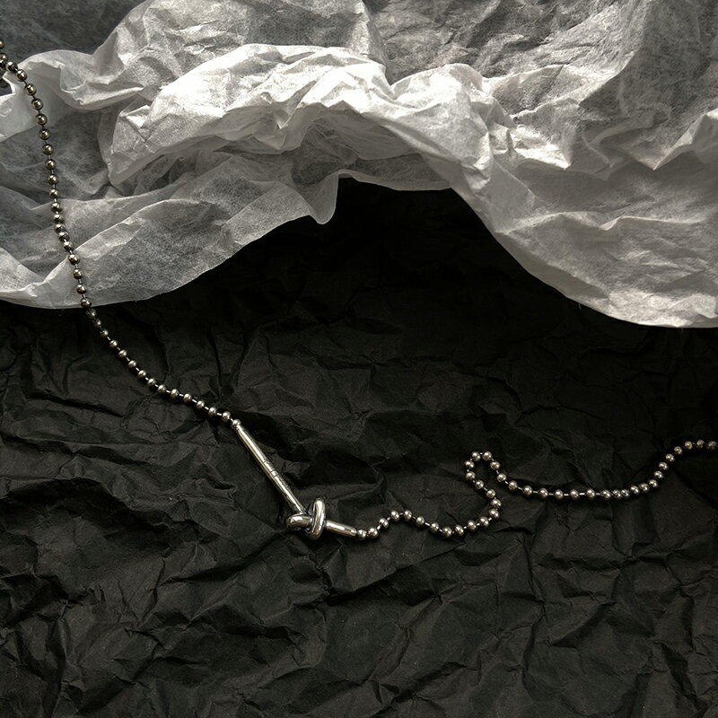 925純銀心結項鏈女小眾設計感ins冷淡風鎖骨鏈嘻哈泰銀復古圓珠鏈 3