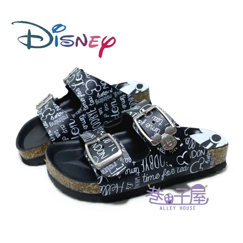 迪士尼DISNEY 童款米奇造型釦休閒伯肯拖鞋 [121067] 黑 MIT台灣製造【巷子屋】