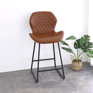 蝴蝶菱格中吧椅 一體成形椅面 車縫皮面 造型椅 工作椅 椅子 工業風格 簡約時尚｜宅貨