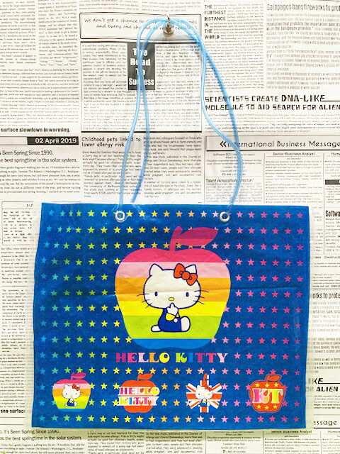 【震撼精品百貨】Hello Kitty 凱蒂貓 日本SANRIO三麗鷗KITTY塑膠袋/購物袋-星星蘋果*82913 震撼日式精品百貨