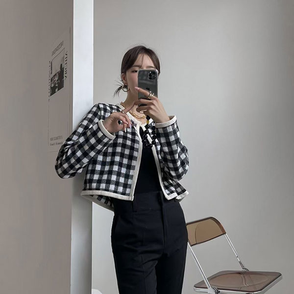 ANNAS 正韓 格子 外套 毛呢 外搭 大衣 磨毛 格紋 西裝 顯瘦 短版 韓劇 韓國 3