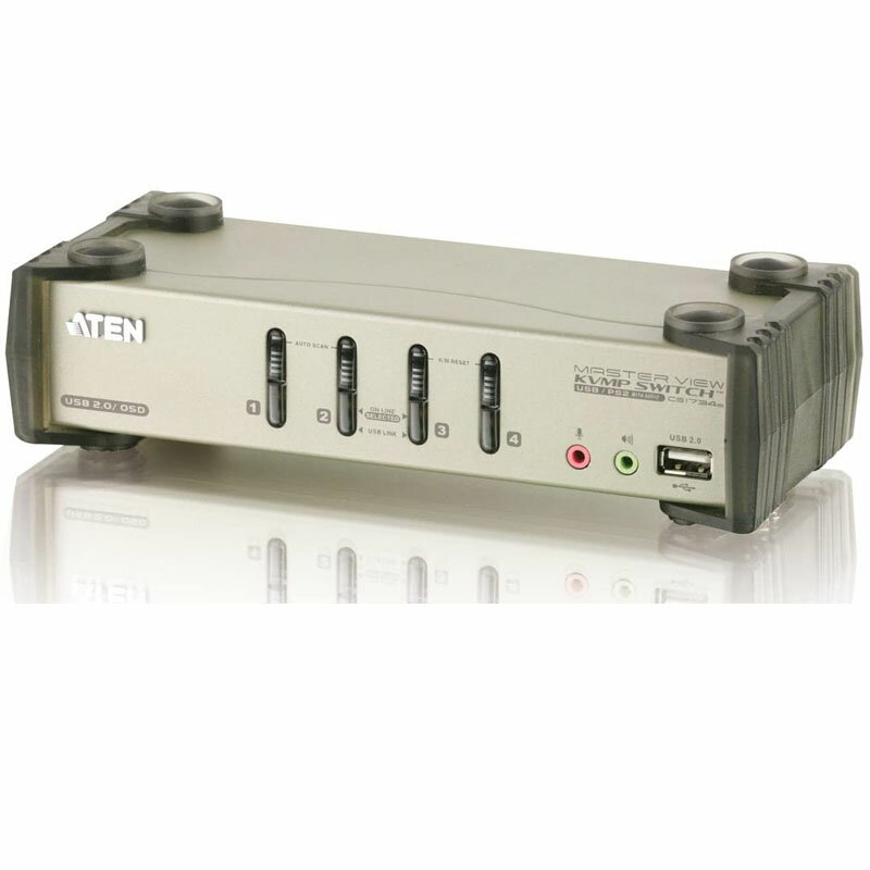 [8美國直購] 交換機 ATEN 4-Port USB 2.0 KVMP Switch with Audio Support and Cables CS1734B (Silver)