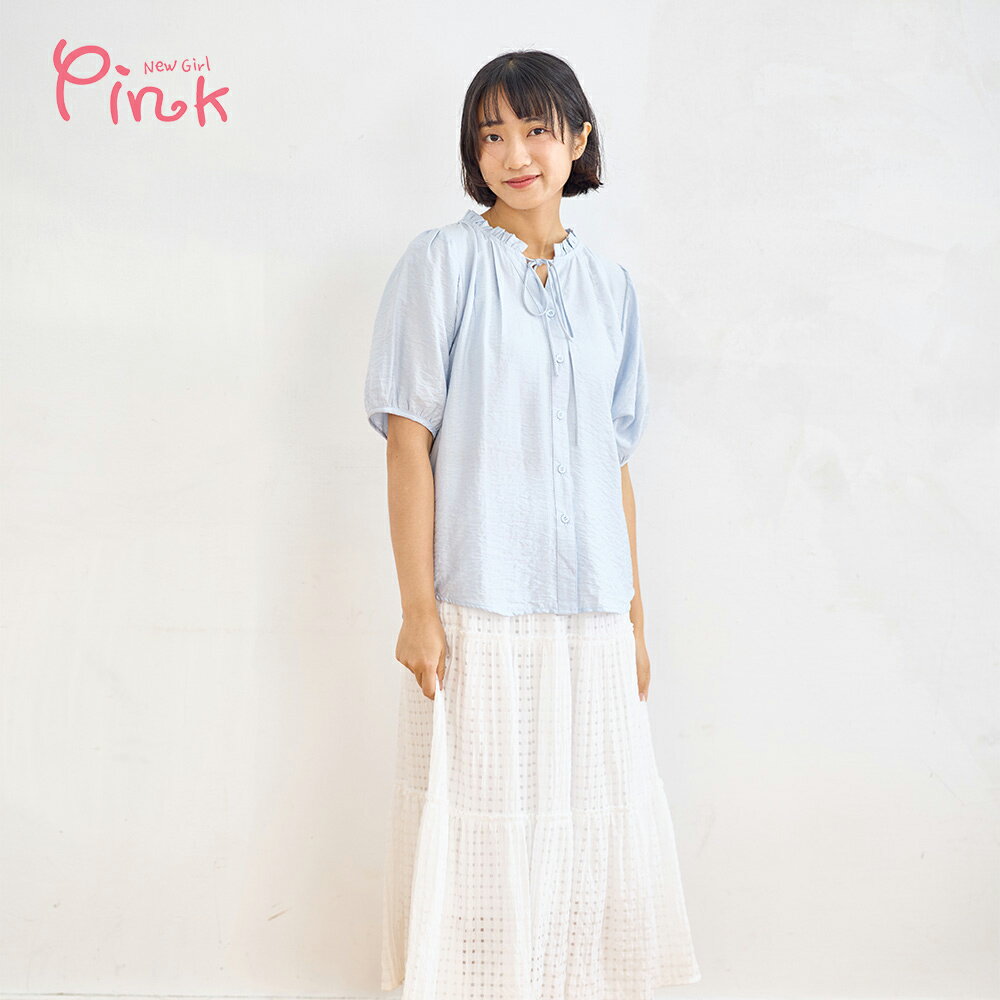 Pink* 清新素色蝴蝶結上衣(2色) Y5201BD