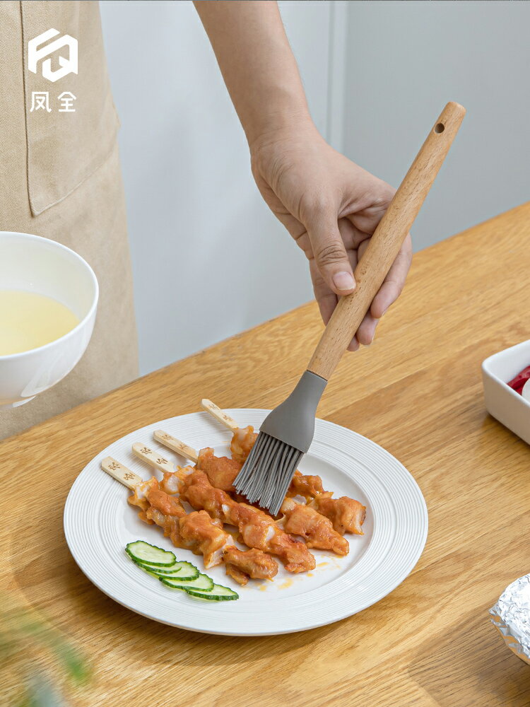 木柄油刷耐高溫食品級燒烤刷子廚房家用輔食刷子矽膠油刷塗油刷子